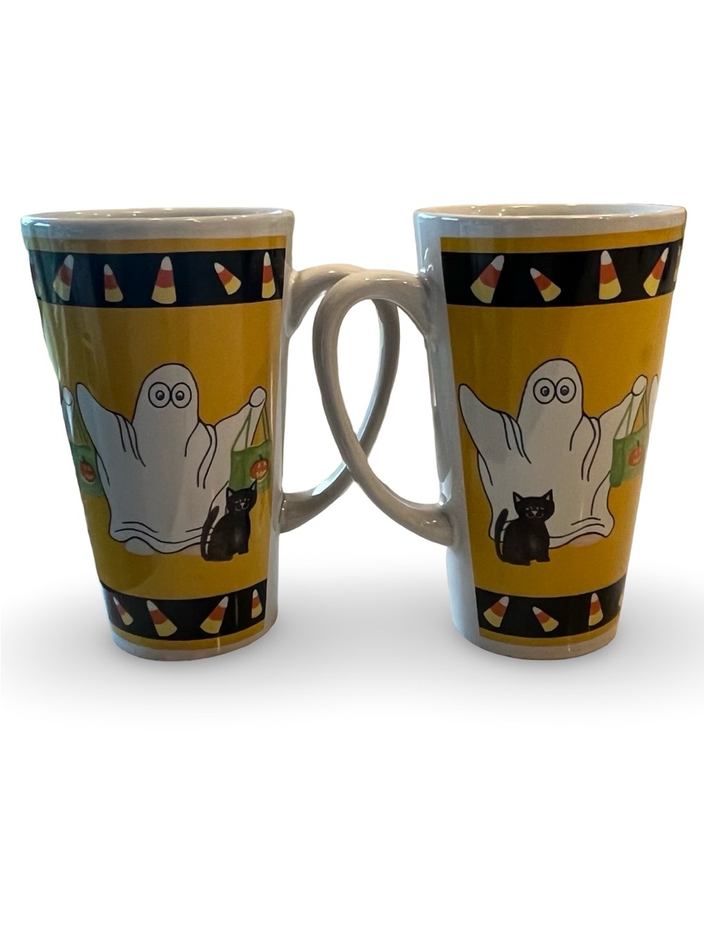Vintage Ceramic Halloween Ghost Mug Pair